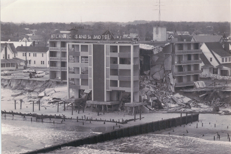 black and white photo of storm damage