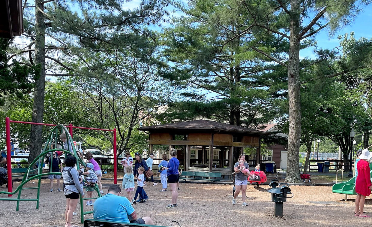 parents and kids at a playground